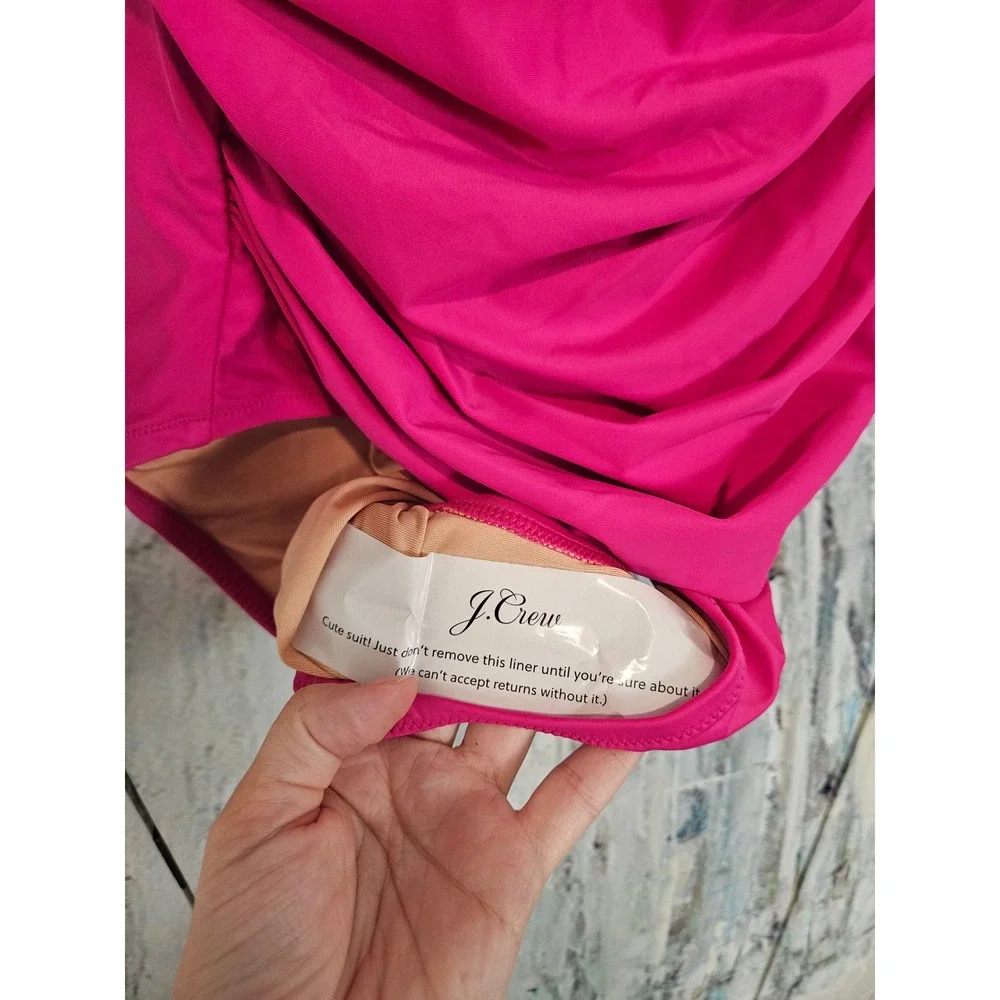 NWT J.Crew One Piece Swimsuit 8 Pink Ruched V-Neck BC116